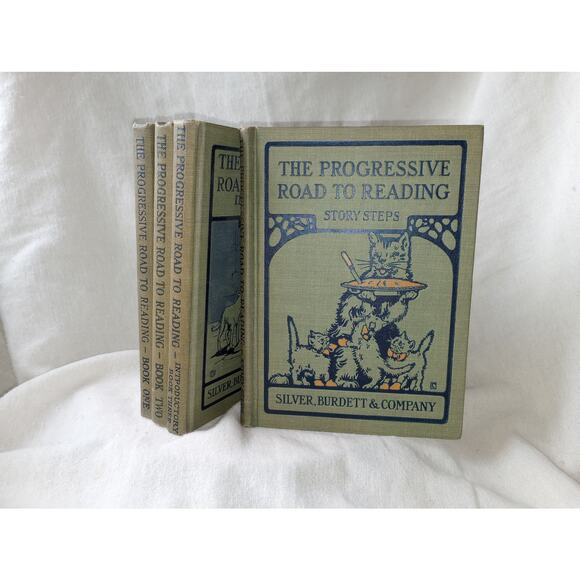 Antique 1920 "The Progressive Road To Reading" Silver Burdett 4 Children's Books - Picture 1 of 7